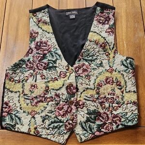 Jane Ashley Vintage Vest Beaded Tapestry Size L
